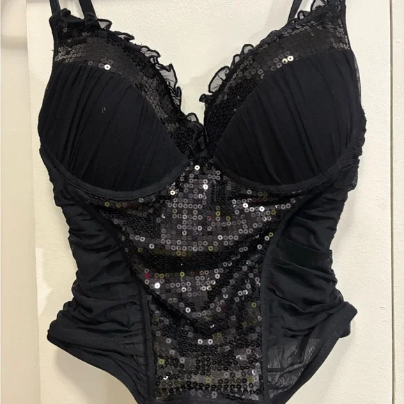 Black Sequin Women's Bra - Picture 4 of 8
